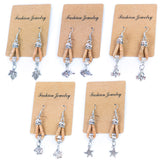 natural cork cord and 5 styles of pendants handmade earrings-ER-179-MIX-5