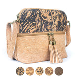 Tassel Zip Pocket Women’s Cork Crossbody Bag – Coffee Bean Infused