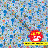 Blue Floral Cork Fabric – Sustainable Vegan Material for Bags, Crafts & Décor
