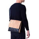 Corkadia Men's Natural & Black Cork Crossbody Bag