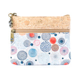 Double Zipper Cork Coin Purse – Floral Print