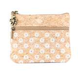 Double Zipper Cork Coin Purse – Floral Print