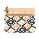 Double Zipper Cork Coin Purse – Floral Print