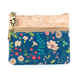 Double Zipper Cork Coin Purse – Floral Print