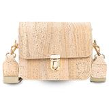 Elegant Solid Color Cork Crossbody Bag with Gold Clasp