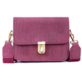 Elegant Solid Color Cork Crossbody Bag with Gold Clasp