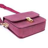 Elegant Solid Color Cork Crossbody Bag with Gold Clasp