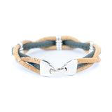 Hand-Woven Natural Cork Bracelet for Women – Cross-Design