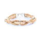 Hand-Woven Natural Cork Bracelet for Women – Cross-Design