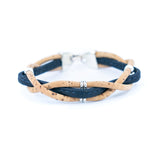 Hand-Woven Natural Cork Bracelet for Women – Cross-Design