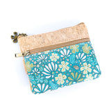 Double Zipper Cork Coin Purse – Floral Print