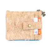 Double Zipper Cork Coin Purse – Floral Print