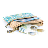 Double Zipper Cork Coin Purse – Floral Print