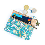 Double Zipper Cork Coin Purse – Floral Print