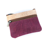 Minimalist Cork Coin Purse with Dual Zippers