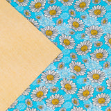Blue Daisy Cork Fabric – Bright Floral Vegan Cork Material