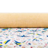 Swallow & Flowers Cork Fabric – Spring Pattern Vegan Material