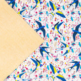 Swallow & Flowers Cork Fabric – Spring Pattern Vegan Material