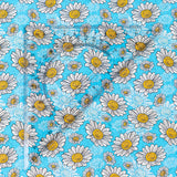 Blue Daisy Cork Fabric – Bright Floral Vegan Cork Material
