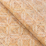 Natural Cork Fabric with White Geometric Pattern – Vegan Designer Material