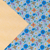 Blue Floral Cork Fabric – Sustainable Vegan Material for Bags, Crafts & Décor