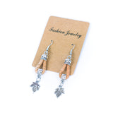 natural cork cord and 5 styles of pendants handmade earrings-ER-179-MIX-5