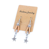 natural cork cord and 5 styles of pendants handmade earrings-ER-179-MIX-5