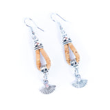 natural cork cord and 5 styles of pendants handmade earrings-ER-180-MIX-5