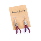 natural cork cord and plastic pearls handmade earrings-ER-185-MIX-5