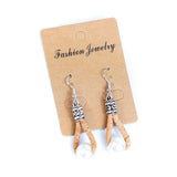 natural cork cord and plastic pearls handmade earrings-ER-185-MIX-5
