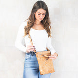 Women’s Crossbody Bag in Natural Cork with Gold or Silver Accents