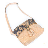 Tassel Zip Pocket Women’s Cork Crossbody Bag – Coffee Bean Infused