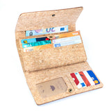 Women’s Natural Cork Long Wallet – Sustainable Vegan Wallet with Multiple Compartments