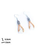 natural cork cord and plastic pearls handmade earrings-ER-185-MIX-5