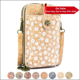 Floral Cork Crossbody Phone Bag for Women – Double Zipper BAGD-605 Flash Sales