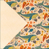 Illustrated Whale & Coral Cork Fabric COF-634 cork fabric