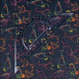 Natural Cork Fabric with Bar Drinks Cocktails Summer Nights Dark Pattern COF-799 1/2M (138*50 cm / 54*19 inches) cork