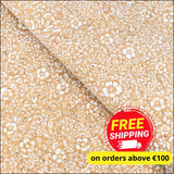 Natural Cork Fabric with White Floral Print COF-630 cork fabric