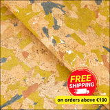 Natural Cork Fabric with Yellow-Gold Accents COF-629 cork fabric