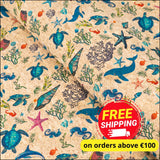 Ocean Animals Cork Fabric COF-633 cork fabric