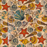 Sea Shells & Starfish Cork Fabric COF-636 cork fabric