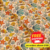 Sea Shells & Starfish Cork Fabric COF-636 cork fabric