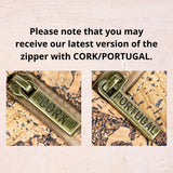 Three-Line Zipper Women’s Cork Crossbody Bag – Floral & Tile Pattern