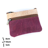 Minimalist Cork Coin Purse with Dual Zippers