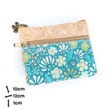 Double Zipper Cork Coin Purse – Floral Print