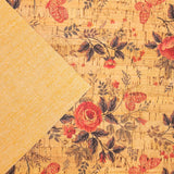 Red flowers and butterflies pattern cork leather fabric COF-263 - CORKADIA