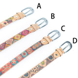 Floral Print Cork Women's Belt Width of 2.8cm L-1026