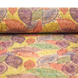 Cork fabric Purple and green leaves pattern COF-282 - CORKADIA