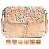Cork crossbody with floral pattern