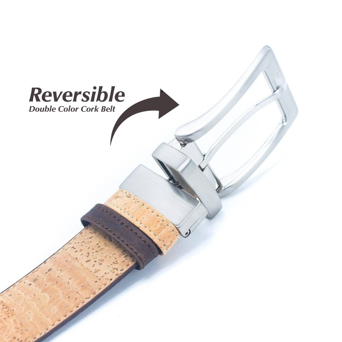 Cork Reversible Belt, Vegan Belt for Men Made in Portugal